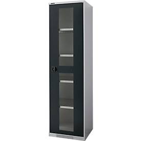 Schäfer Shop Genius Schaefer Shop Genius FS open deurkast, 5 OH, afsluitbaar, 4 legborden, tot 250 kg, B 545 mm, staal, alu wit RAL 9006/antracietgrijs RAL 7016
