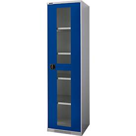 Schäfer Shop Genius Schaefer Shop Genius FS open deurkast, 5 OH, afsluitbaar, 4 legborden, tot 250 kg, B 545 mm, staal, alu wit RAL 9006/genziana blauw RAL 5010