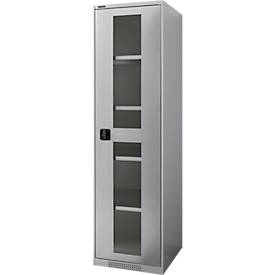 Schäfer Shop Genius Schaefer Shop Genius FS open deurkast, 5 OH, afsluitbaar, 4 legborden, tot 250 kg, B 545 mm, staal, alu wit RAL 9006/blank aluminium RAL 9006