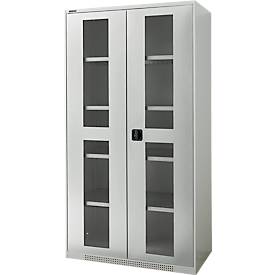 Schäfer Shop Genius Schaefer Shop Genius FS open deurkast, 5 OH, afsluitbaar, 4 legborden, tot 450 kg, B 1055 mm, staal, lichtgrijs RAL 7035/lichtgrijs RAL 7035
