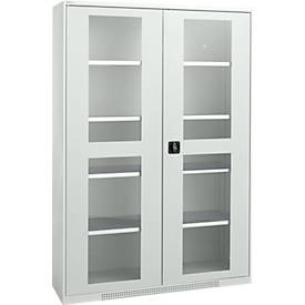Schäfer Shop Genius Schaefer Shop Genius FS open deurkast, 5 OH, afsluitbaar, 4 legborden, tot 450 kg, B 1343 mm, staal, lichtgrijs RAL 7035/lichtgrijs RAL 7035