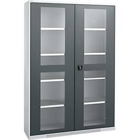 Schäfer Shop Genius Schaefer Shop Genius FS open deurkast, 5 OH, afsluitbaar, 4 legborden, tot 450 kg, B 1343 mm, staal, alu wit RAL 9006/antracietgrijs RAL 7016