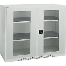 Schäfer Shop Genius Schaefer Shop Genius FS vitrinekast, 3 OH, afsluitbaar, 2 legborden, tot 450 kg, B 1343 mm, staal, lichtgrijs RAL 7035/lichtgrijs RAL 7035