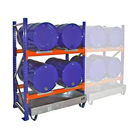 Bauer 3000 vatenrek, basisrek, opvangbak 200 l, 2 niveaus, B 1510 x D 800 x H 2000 mm