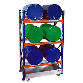 Bauer 3002 vatenrek, basisrek, opvangbak 200 l, 3 niveaus, B 1510 x D 800 x H 2500 mm