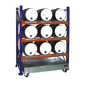 Bauer 3004 vatenrek, basisrek, opvangbak 200 l, 3 niveaus, B 1510 x D 800 x H 2000 mm
