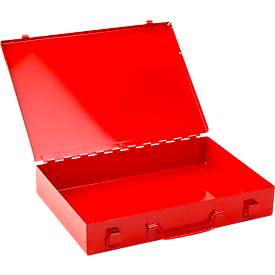 ADB Assortimentkoffer , leeg, zonder vakken, afsluitbaar, met handvat, B 335 x D 230 x H 50 mm, staal & ABS kunststof, verkeersrood RAL 3020