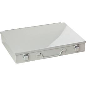 ADB Assortimentkoffer , leeg, 24 vakken, afsluitbaar, met handvat, B 330 x D 230 x H 50 mm, staal & ABS kunststof, lichtgrijs RAL 7035