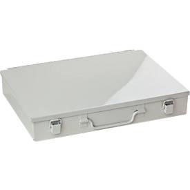 ADB Assortimentkoffer , leeg, 6 vakken, afsluitbaar, met handvat, B 330 x D 230 x H 50 mm, staal & ABS kunststof, lichtgrijs RAL 7035