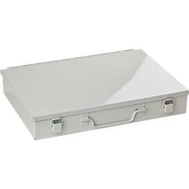 ADB Assortimentkoffer , leeg, 6 lange compartimenten, afsluitbaar, met handvat, B 330 x D 230 x H 50 mm, staal & ABS kunststof, lichtgrijs RAL 7035