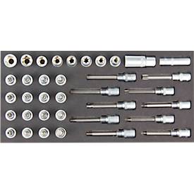 ADB inbus-/zeskantdoppenset, 1/2 aandrijving, 36-delig, chroom vanadium, incl. schuimrubberen inzetstuk, L 400 x B 190 x H 35 mm