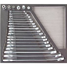 ADB steeksleutelset, 25-delig, SW 6-32 mm, chroom vanadium, incl. schuimrubberen inzet, L 400 x B 380 x H 35 mm