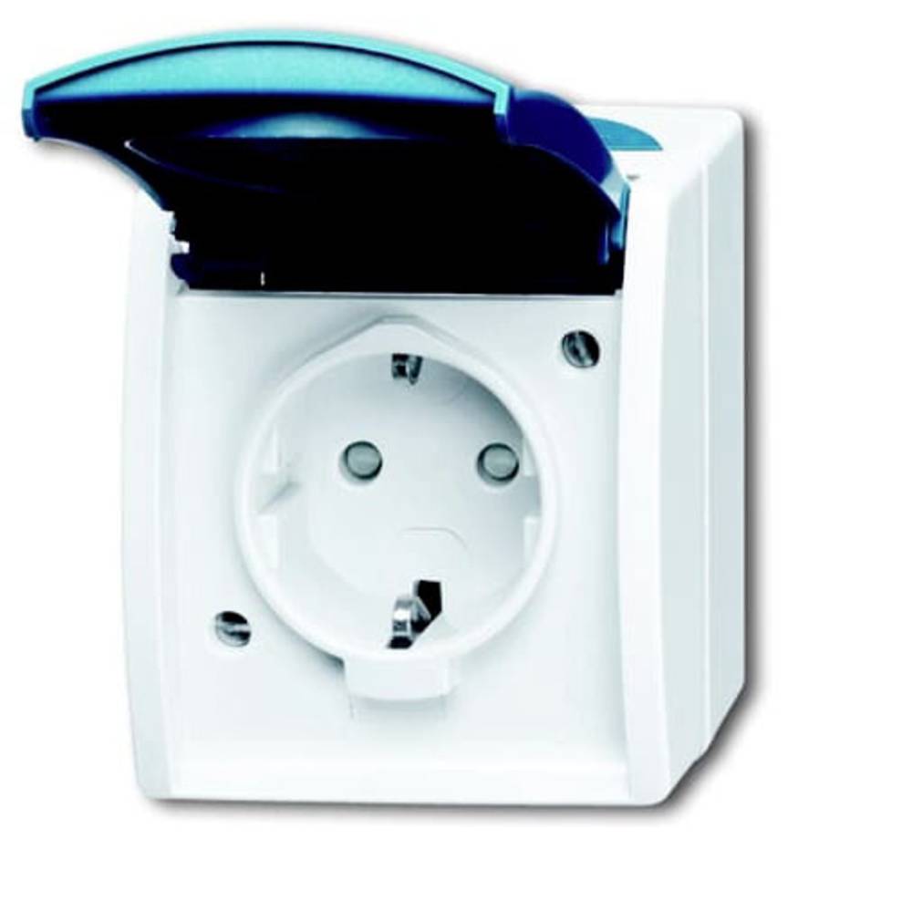 ABB 2CKA002083A0842 Geaard stopcontact IP44 Grijs-wit (RAL 7035), Blauw-groen