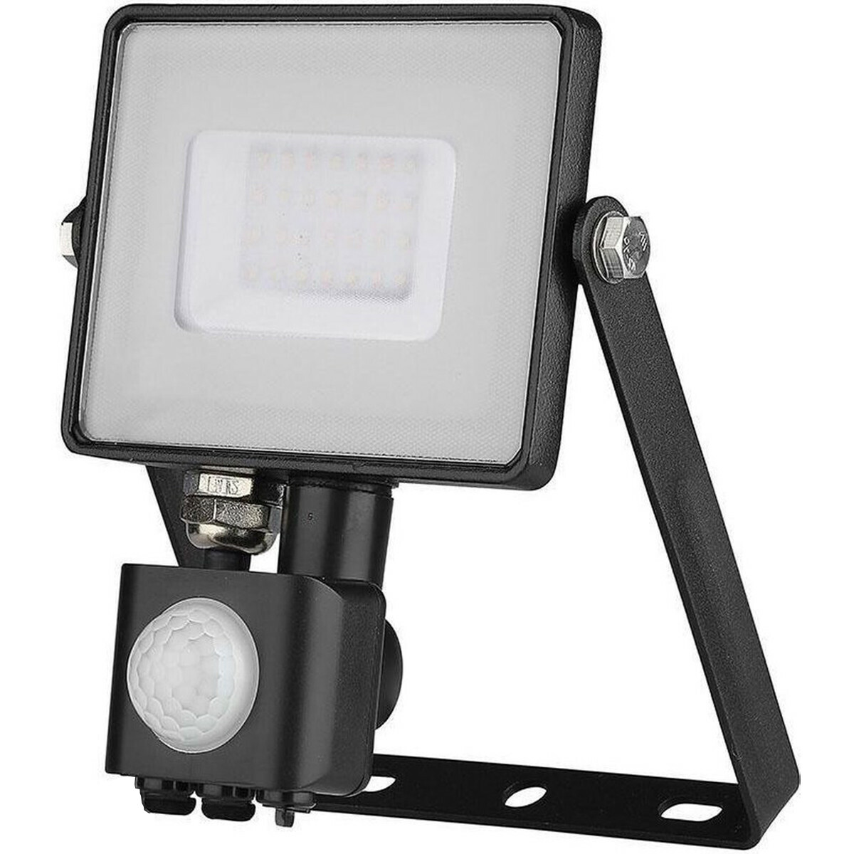 BES LED LED Bouwlamp 30 Watt met Sensor - LED Schijnwerper - Viron Dana - Helder/Koud Wit 6400K - Mat Zwart - Aluminium - SAMSUNG LEDs