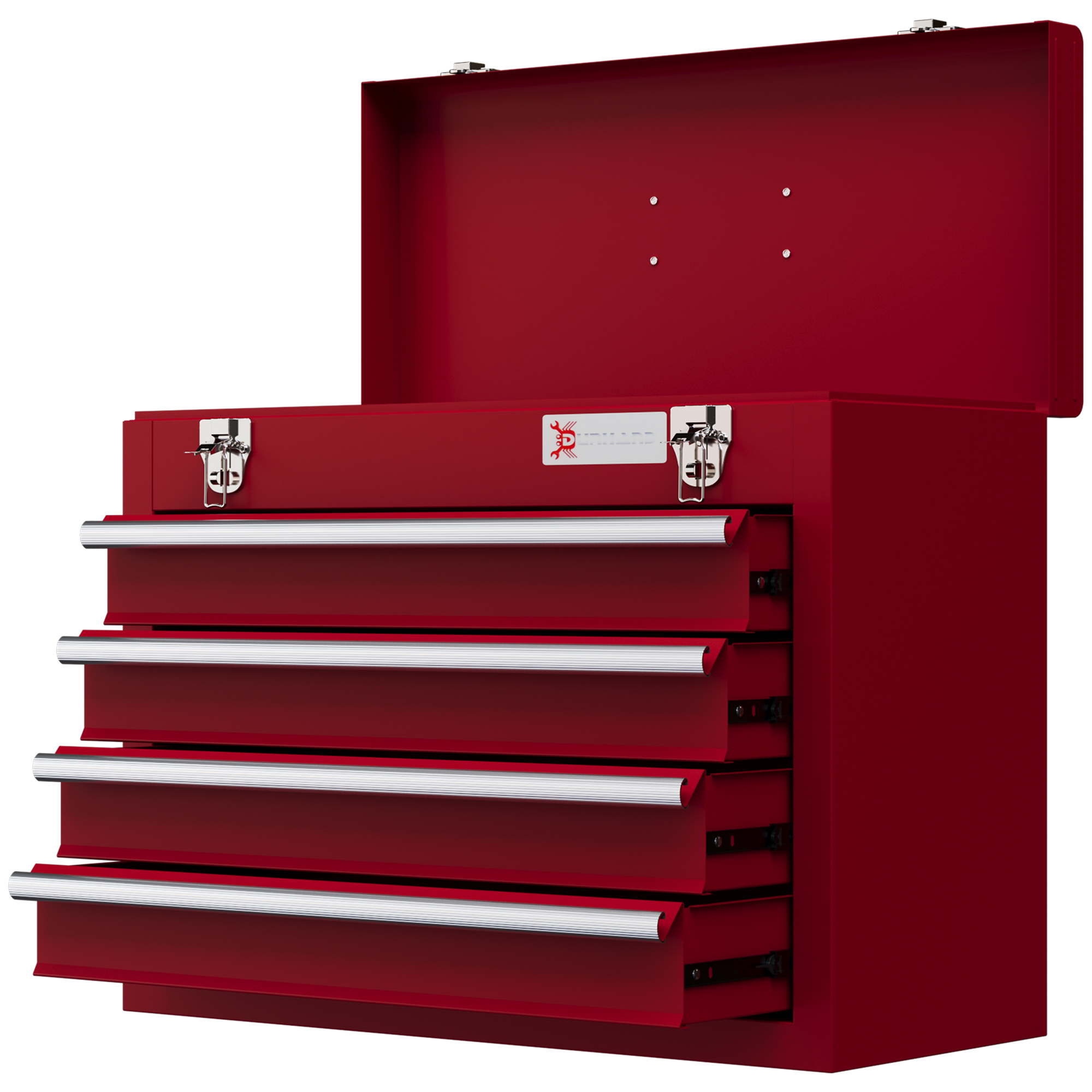 DURHAND gereedschapskist, robuust ontwerp, 4 lades met bovenvak, stalen sloten, draaggreep, 51 x 22 x 39,5 cm, rood | Aosom.nl
