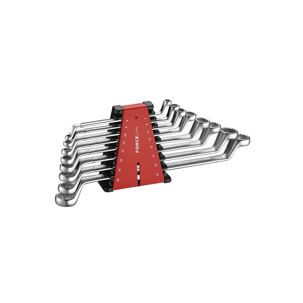 Force 75° gebogen Ringsleutelset 8-delig