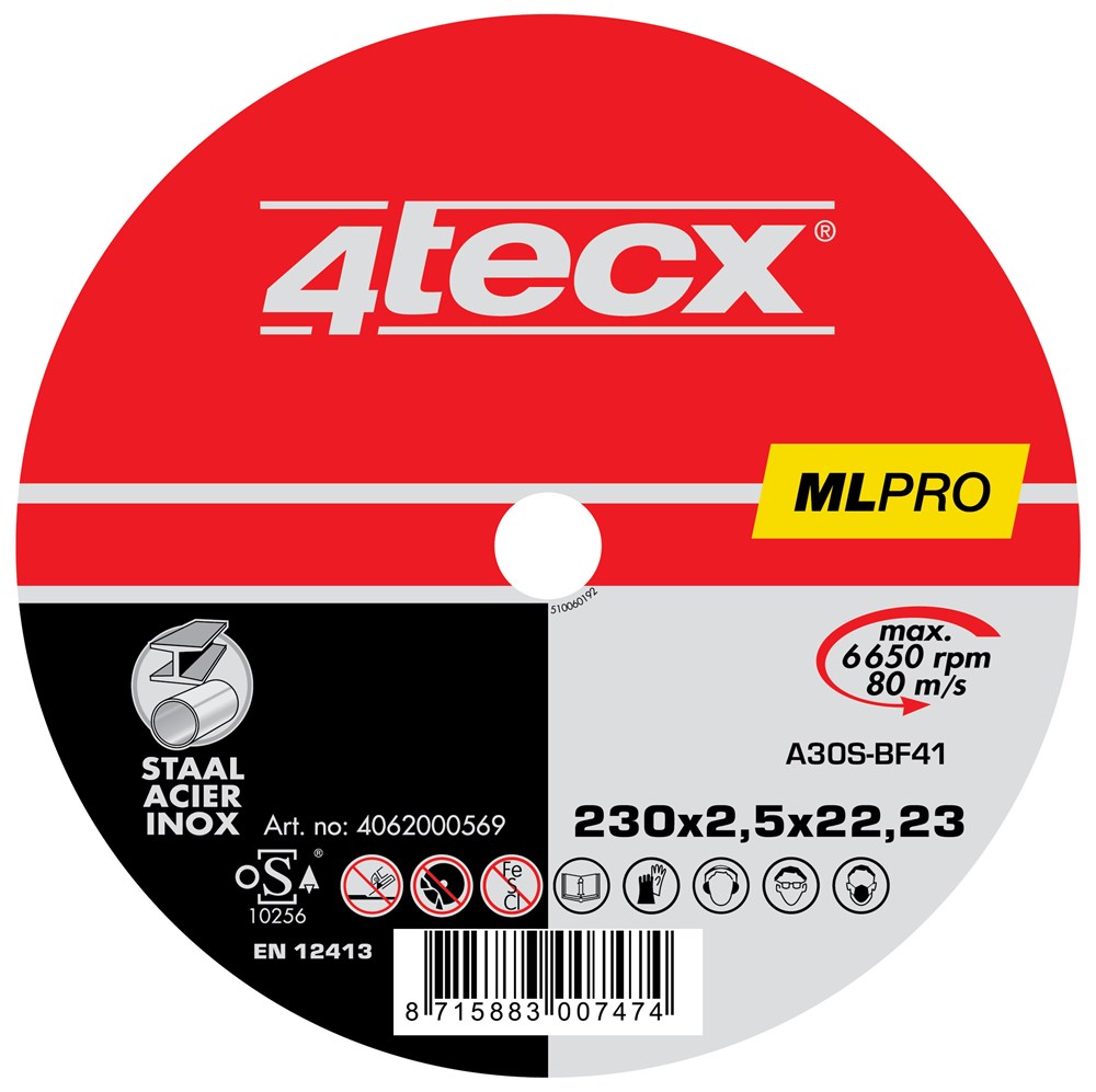 4tecx Doorslijpschijf Mega-Line A30S BF41 125 x 2,5 x 22,23mm