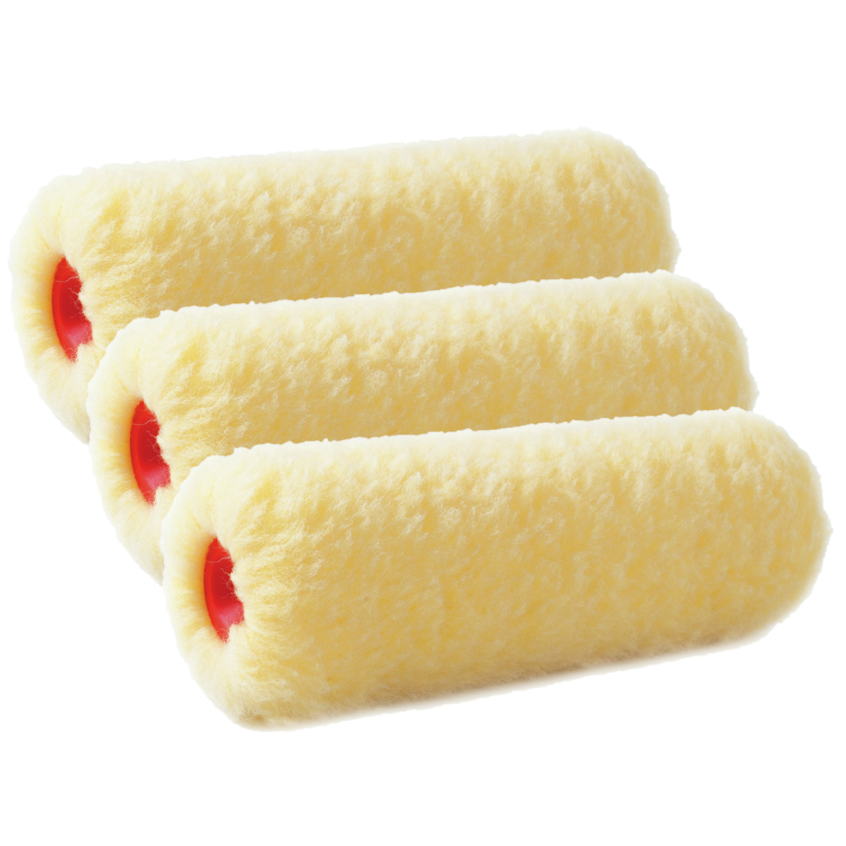 Sorex Set van 3x stuks muur vacht verfrollers polyester eenmalig gebruik 9,6 x 25 cm -