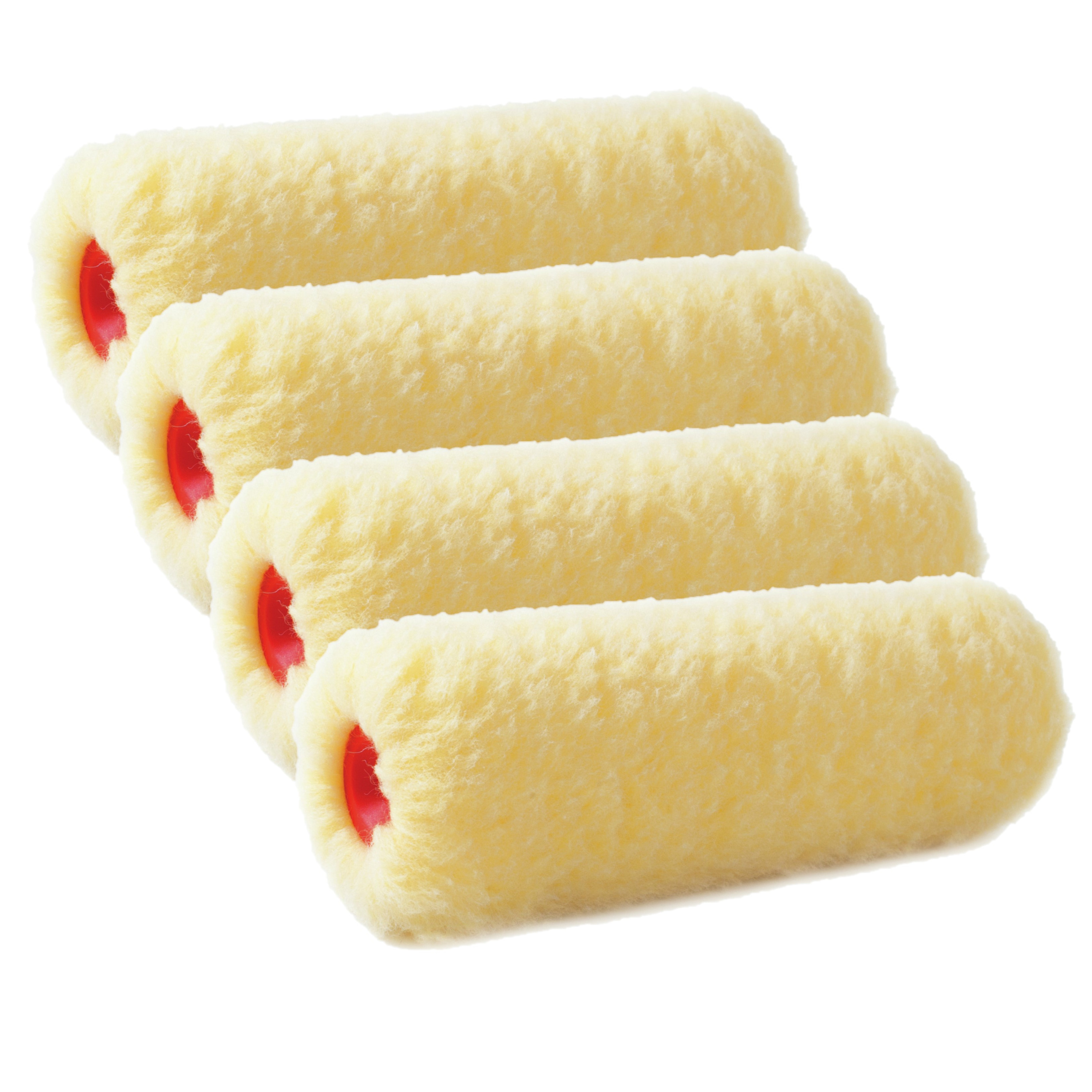 Sorex Set van 4x stuks muur vacht verfrollers polyester eenmalig gebruik 9,6 x 25 cm -