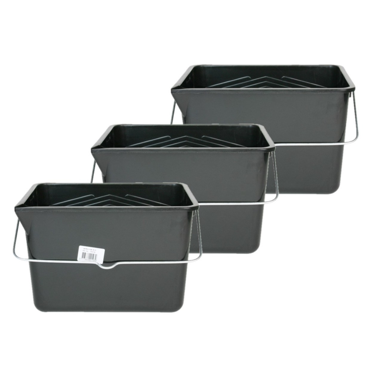 Merkloos 3x stuks verfemmers/schoonmaakemmers grijs 8 liter -