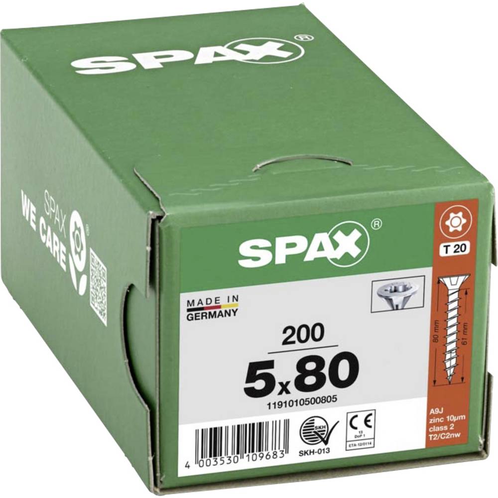 SPAX 1191010500805 Houtschroef 5 mm 80 mm T-STAR plus Staal WIROX 200 stuk(s)