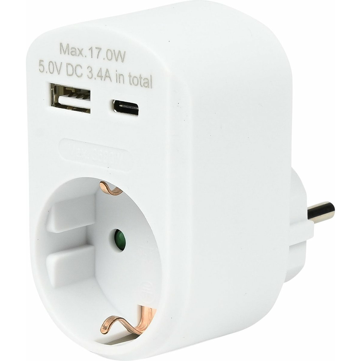 Benson Stopcontact met USB-A en USB-C - wit - 16A - 5,0V DC - 3,4A -