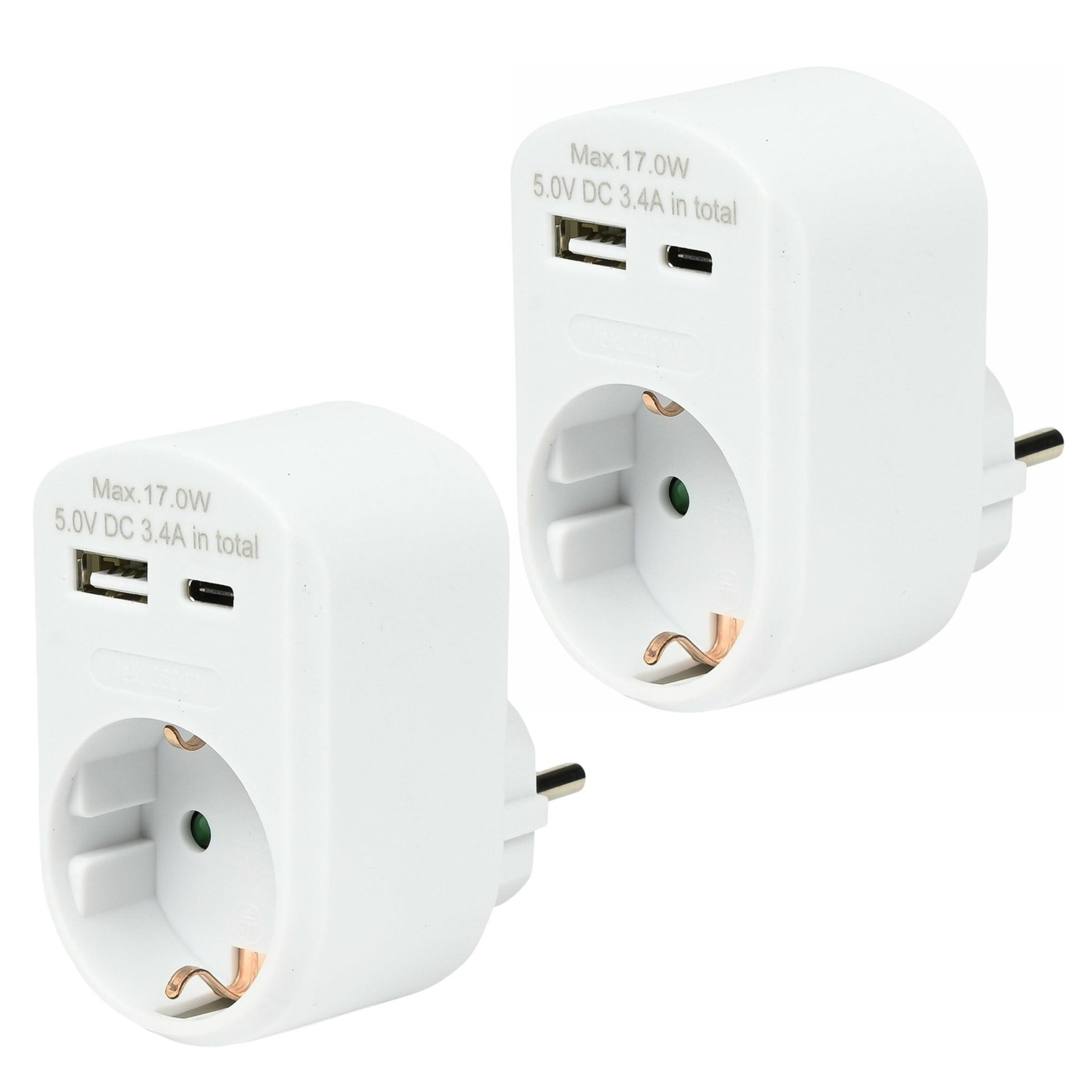 Benson Stopcontact met USB - 2x - USB-A en USB-C - wit - 16A - 5,0V DC - 3,4A -