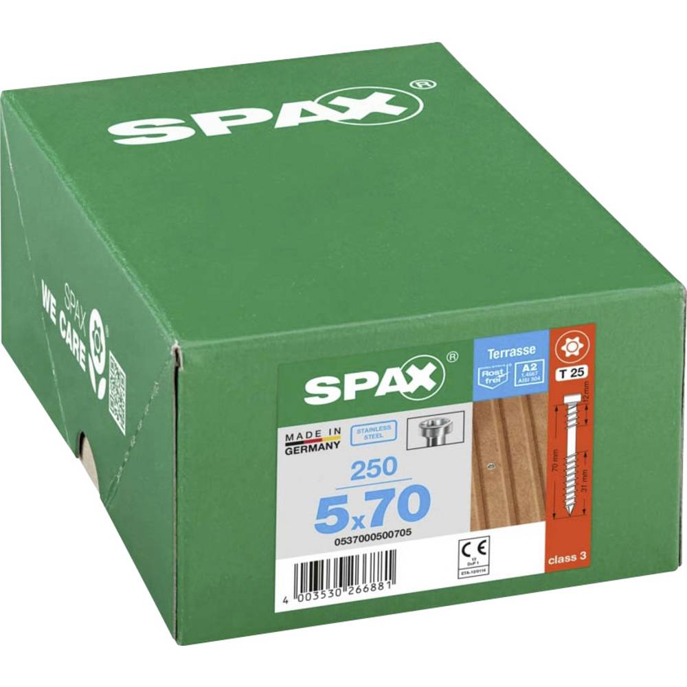 SPAX 0537000500705 Houtschroef 5 mm 70 mm T-STAR plus RVS A2 250 stuk(s)
