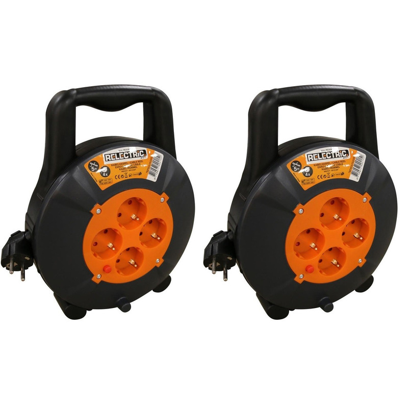 Merkloos 2x Kabelhaspel/kabelbox 5 met 4x stopcontacten -