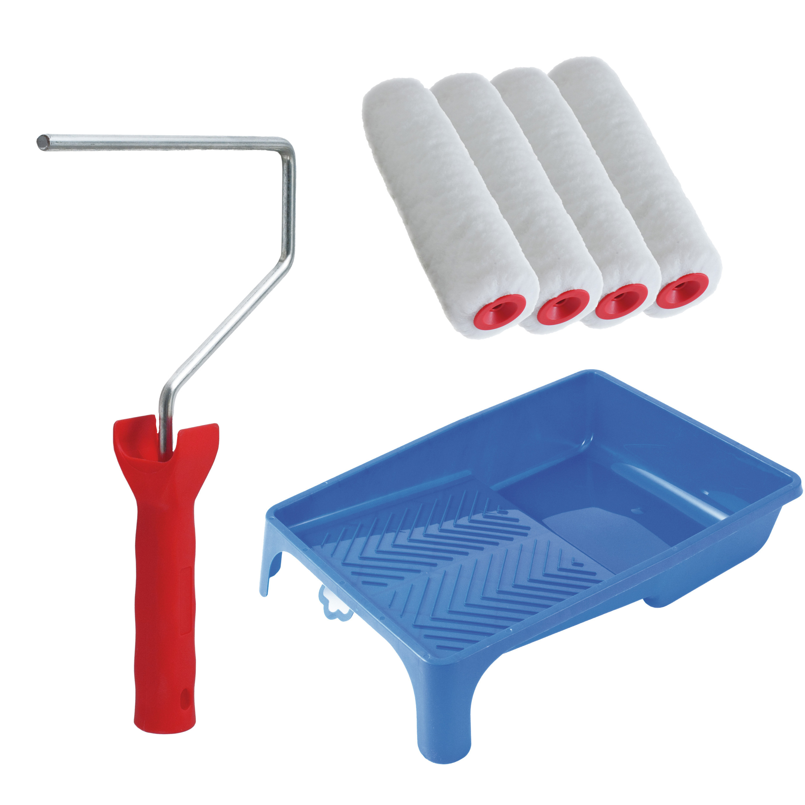 Sorex Verfrollers schilderen set - met beugel en verfbak - 4x rollers van 18 cm -