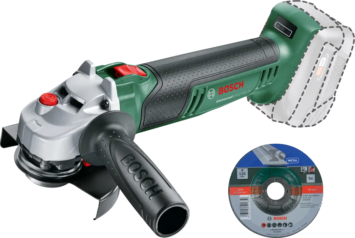 Bosch UniversalGrind 18V-75 (zonder accu) +  Slijpschijf Metaal 125 mm 5 stuks