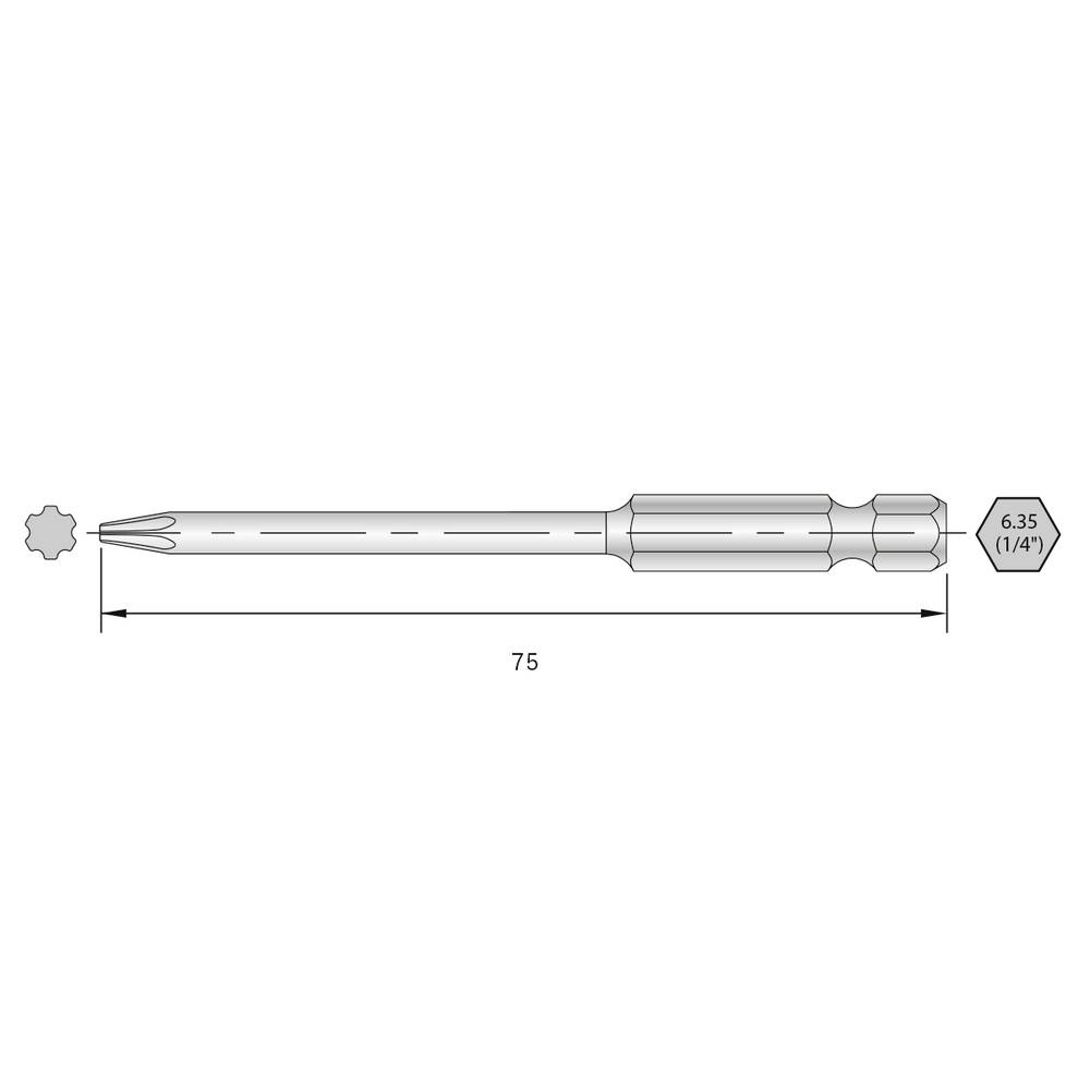 Bernstein Tools for Electronics 6-IP09-75 Torx-bit HRC-staal Hooggelegeerd E 6.3 6 stuk(s)