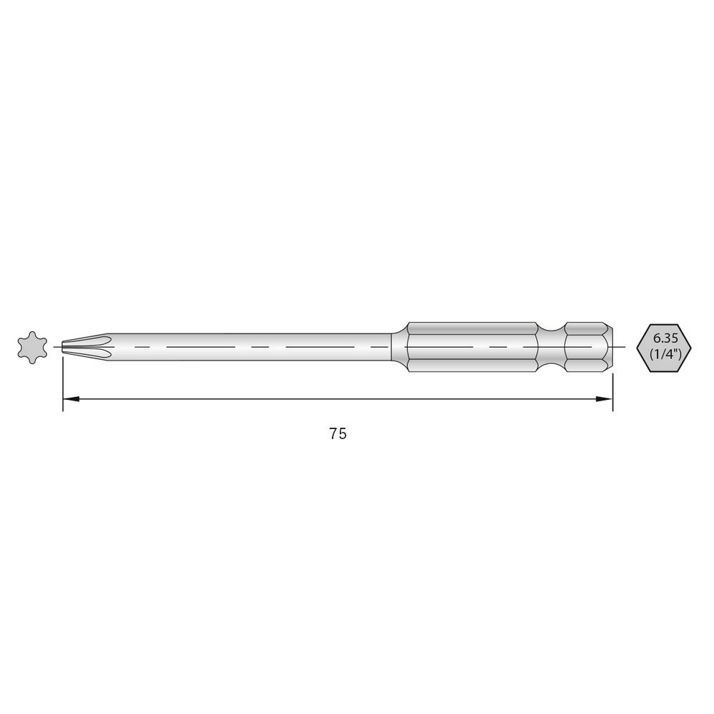 Bernstein Tools for Electronics 6-TX10-75 Torx-bit HRC-staal Hooggelegeerd E 6.3 6 stuk(s)
