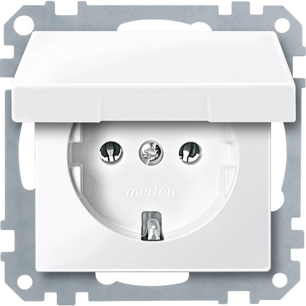 Merten MEG2311-0319 Wandcontactdoos met randaarde Inzetstuk System M, 1-M, M-Smart, M-Plan, M-Creativ Polar-wit (glanzend) 1 stuk(s)