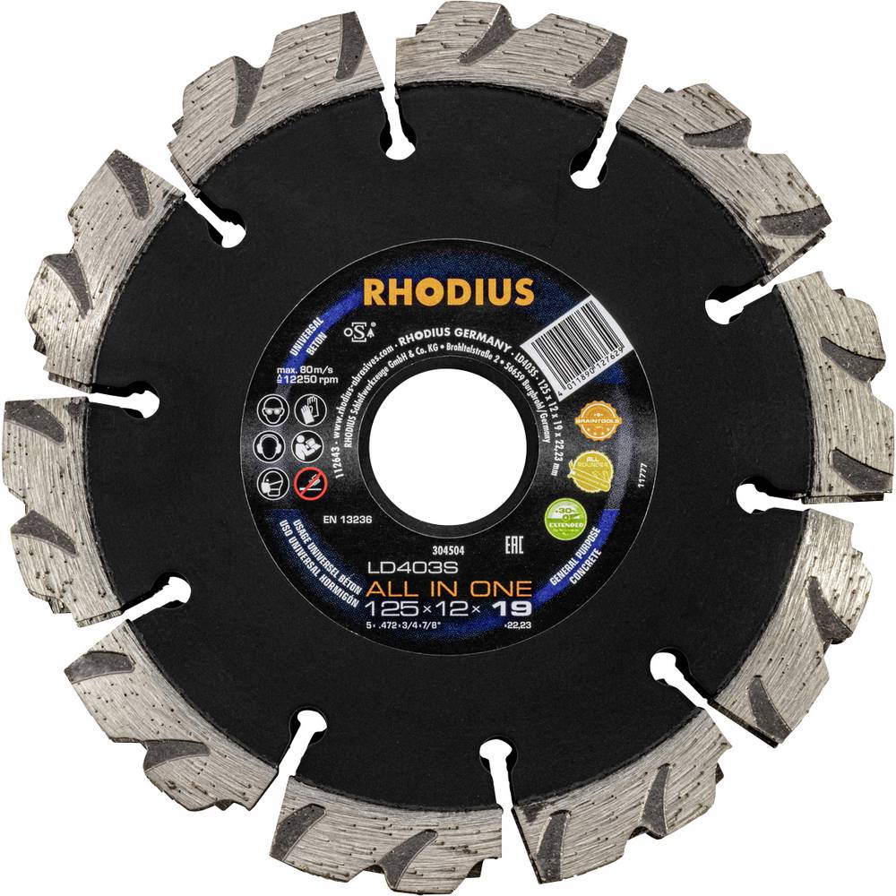 Rhodius 304504 Diamanten doorslijpschijf 125 mm 1 stuk(s) Beton