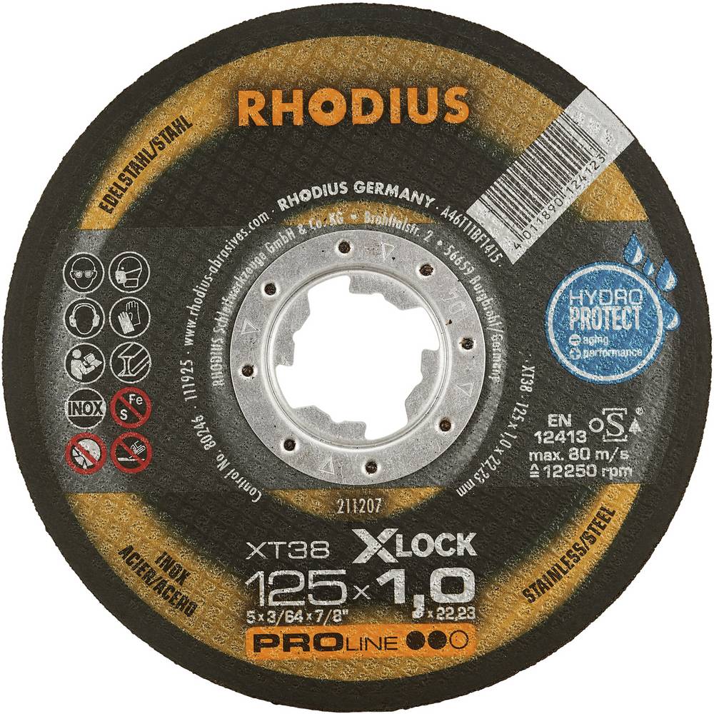 Rhodius XT38 X-LOCK 211207 Doorslijpschijf 25 stuk(s) RVS, Staal