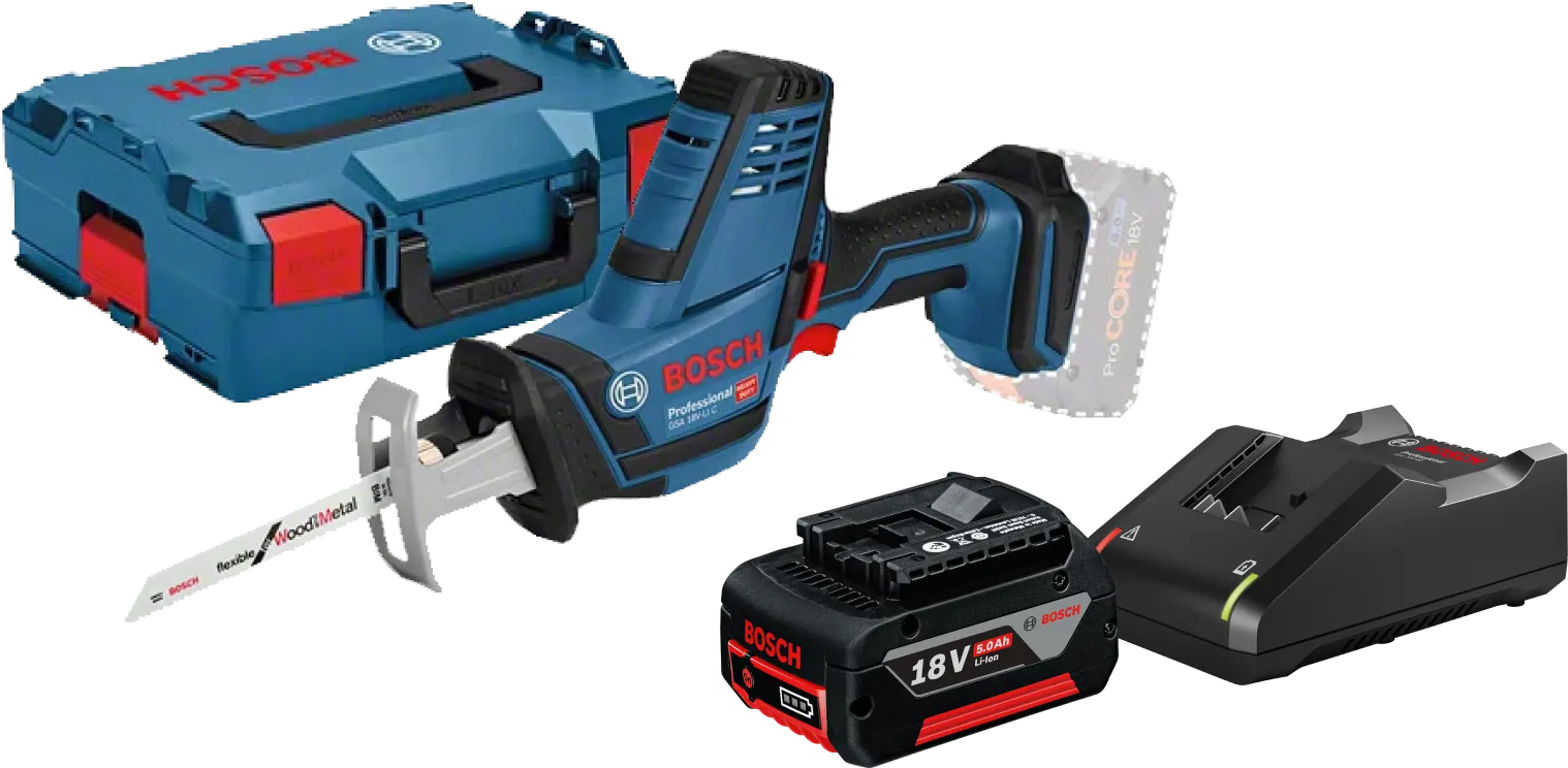Bosch Professional GSA 18V-LI C 5,0 Ah Accu Starterspakket