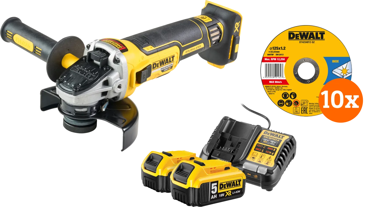 Dewalt DCG405NT-XJ 5,0 Ah Accu (2x) Compleet Pakket