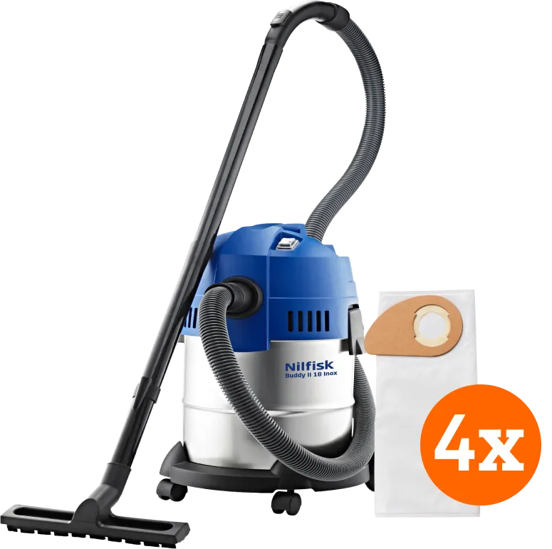 Nilfisk Buddy II 18 Inox +  Stofzakken voor Buddy II (4x)