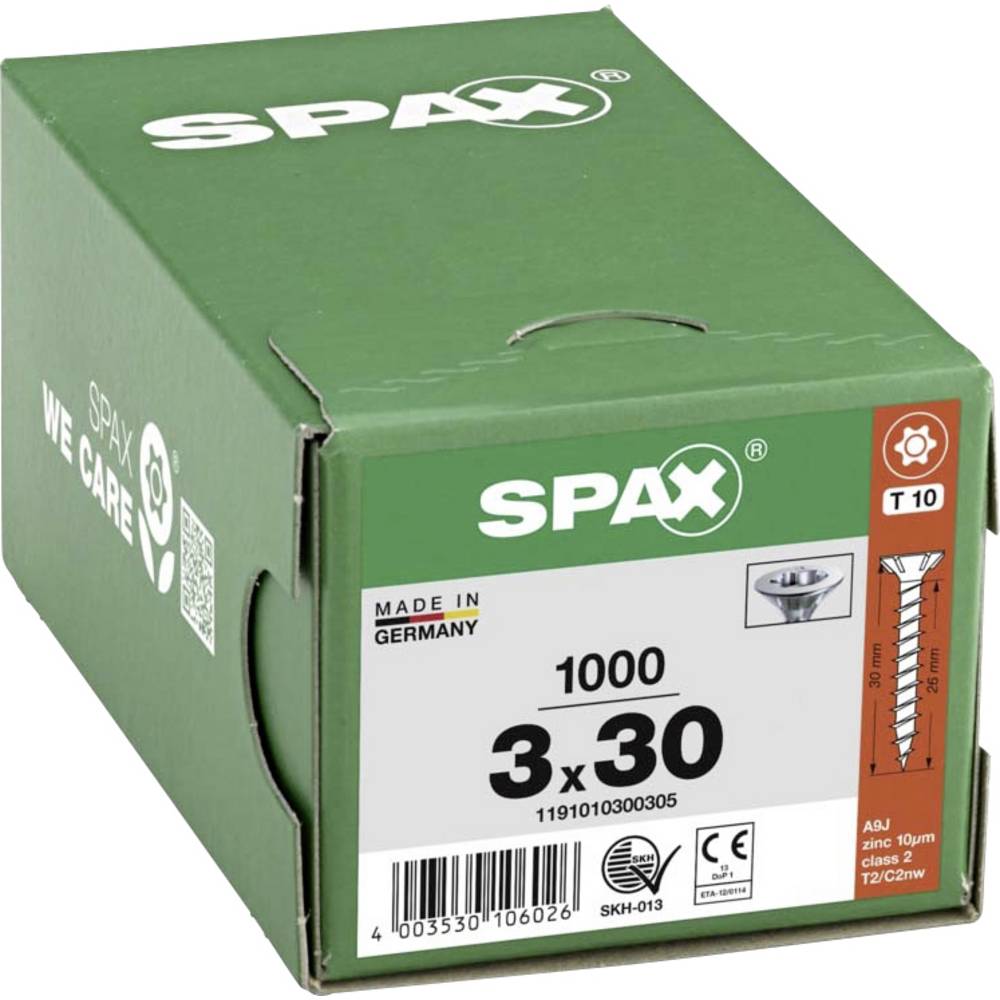 SPAX 1191010300305 Houtschroef 3 mm 30 mm T-STAR plus Staal WIROX 1000 stuk(s)