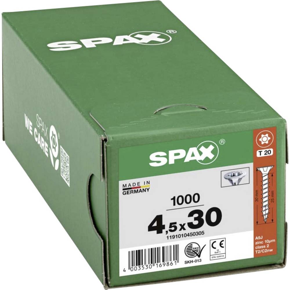 SPAX 1191010450305 Houtschroef 4.5 mm 30 mm T-STAR plus Staal WIROX 1000 stuk(s)