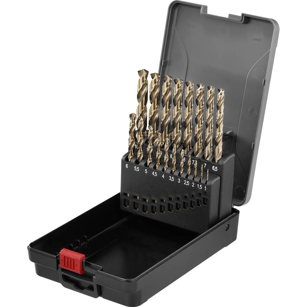 TOOLCRAFT TO-9913155 HSSE-Co 5 Metaal-spiraalboorset 19-delig 1.0 - 10.0 mm Cilinderschacht 1 set(s)