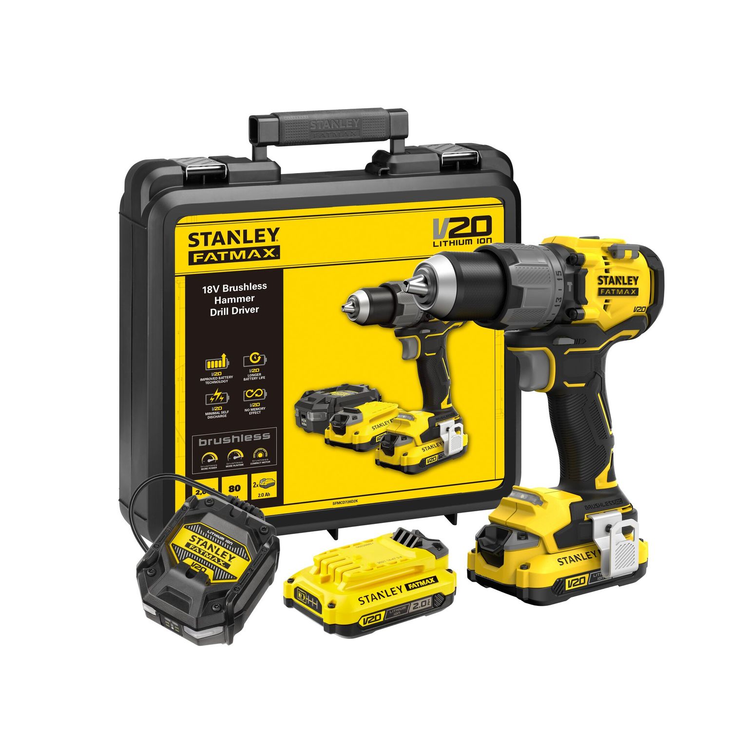 Stanley Fatmax Brushless Klopboormachine 18v 2x2.0ah