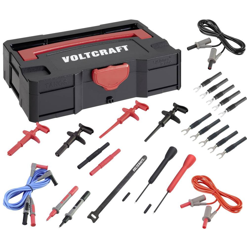 VOLTCRAFT Industrie Veiligheids- Meetsnoerenset ,krokodilklemmen, haken, klemschoenen, meetnaalden, systeemkoffer