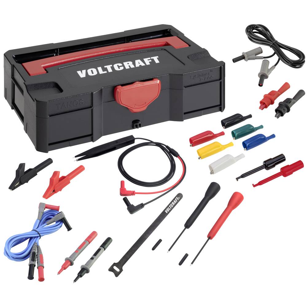 VOLTCRAFT Labor Meetsnoerenset Meetnaalden, krokodilklemmen, clips, pincet, systeemkoffer