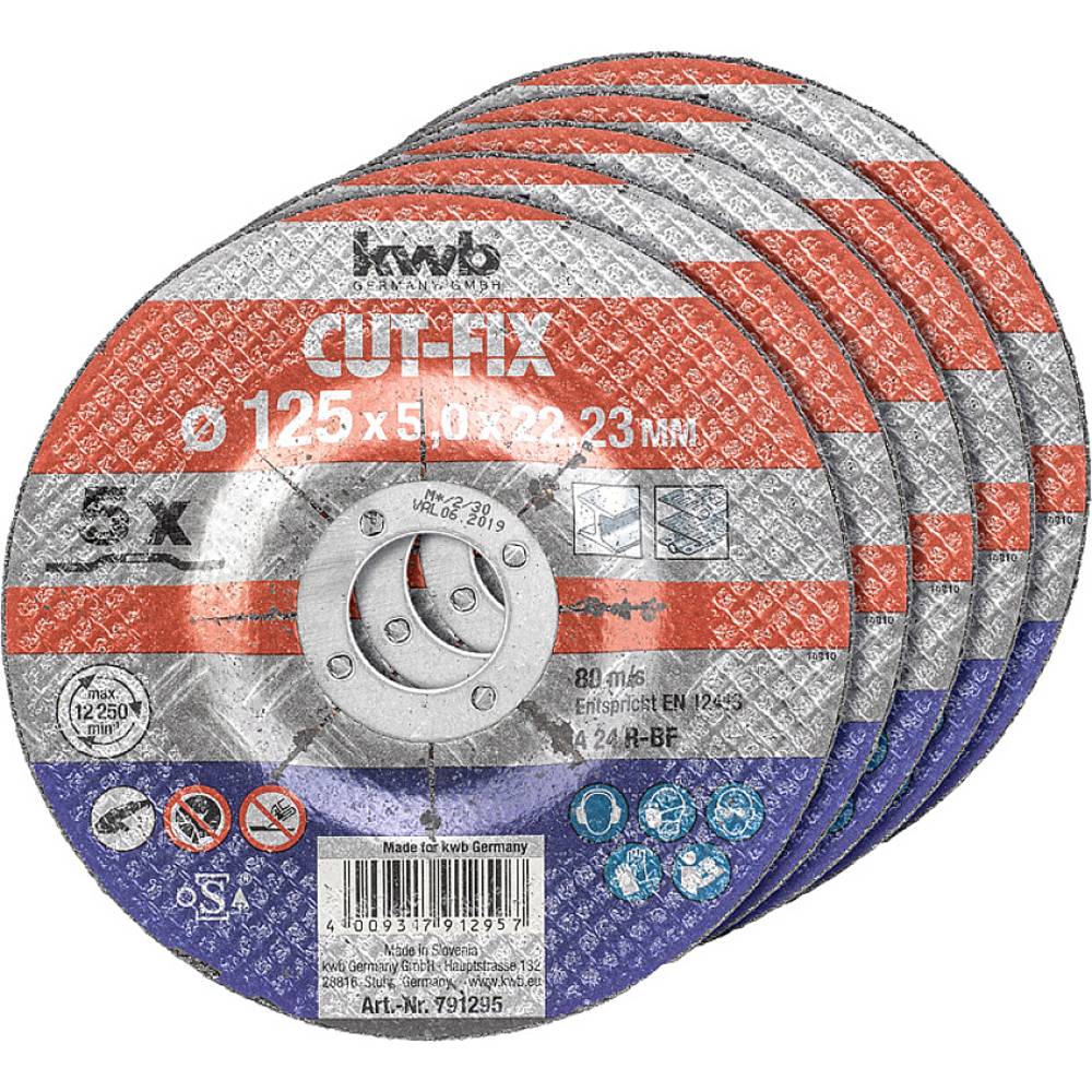 Kwb 791295 Doorslijpschijf recht 125 mm 5 stuk(s) Metaal
