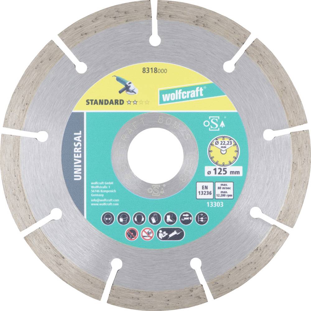Wolfcraft 8318000 Diamanten doorslijpschijf 125 mm 1 stuk(s) Puimsteen, Steen
