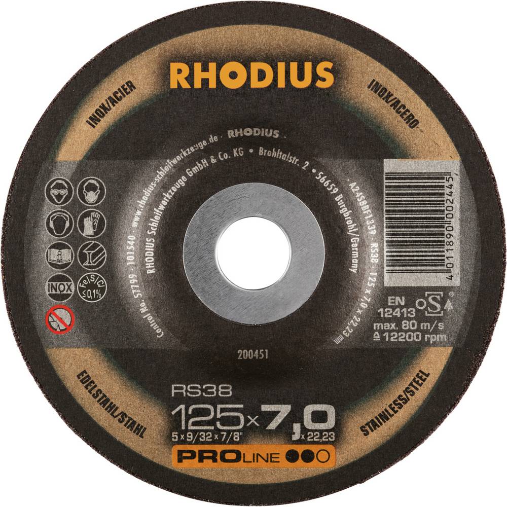 Rhodius 200451 RS38 Afbraamschijf RVS, Staal 25 stuk(s)