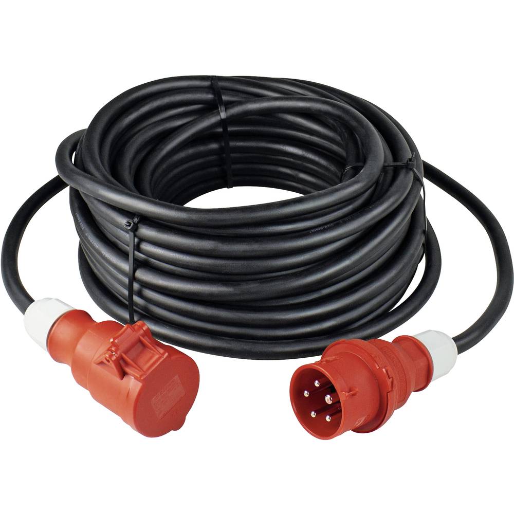 AS Schwabe 60518 Stroom Verlengkabel 32 A Zwart 25.00 m H07RN-F 5G 4 mm² Met fasewisselaar