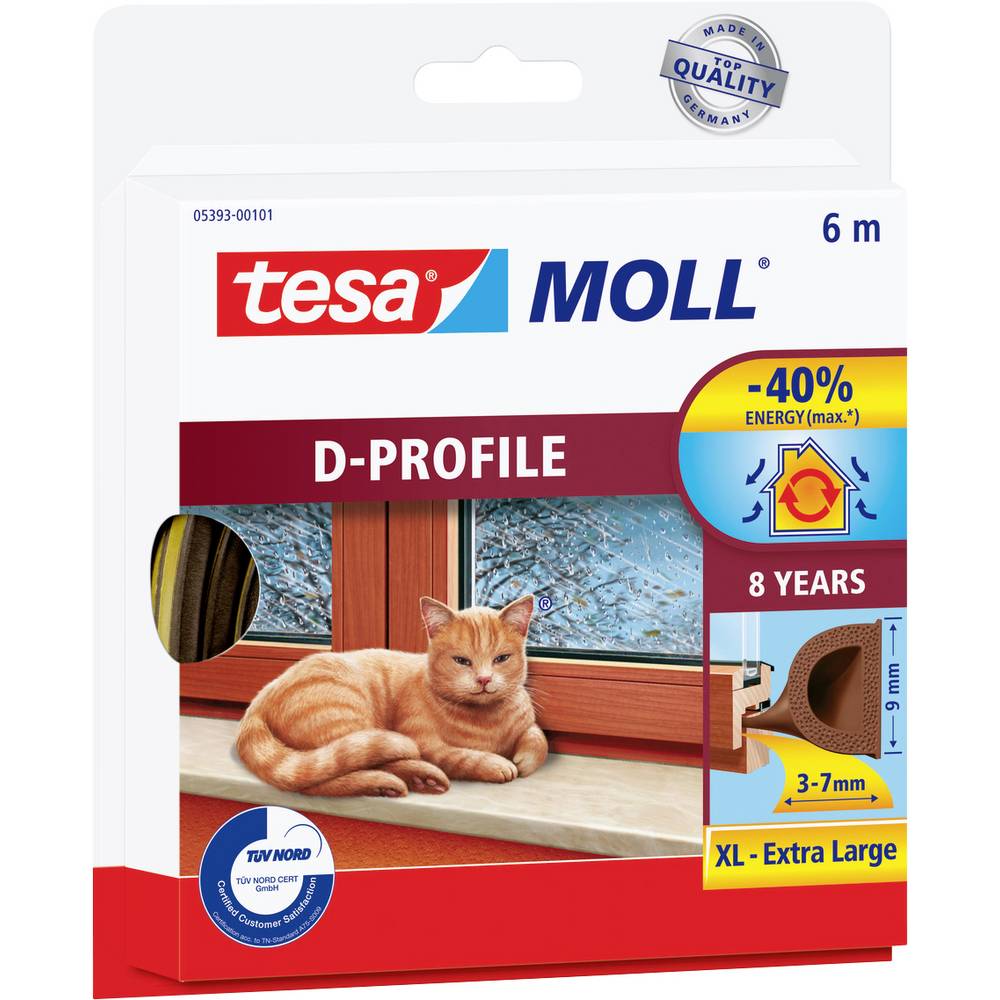 Tesa D-Profil 05393-00101-01 Afdichtingstape moll Bruin (l x b) 6 m x 9 mm 6 m